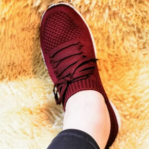 Women's Burgundy Athletic Shoes - Picture 2 of 6